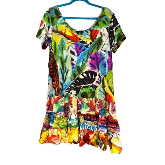 Jams World Hattie Jasper Tired Tropical Floral Abstract Colorful Dress, Boho | M - Picture 1 of 8